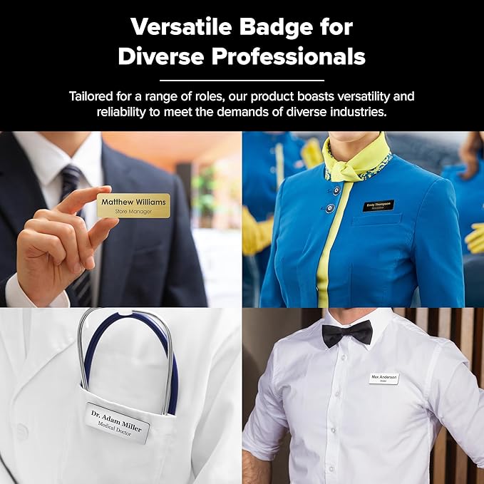 Custom Engraved Name Tags, Magnetic Brushed Aluminum Name Tags, Personalized Name Tags, 1x3 Inches, Durable Engravable Impact Material, Made in The USA by My Sign Center