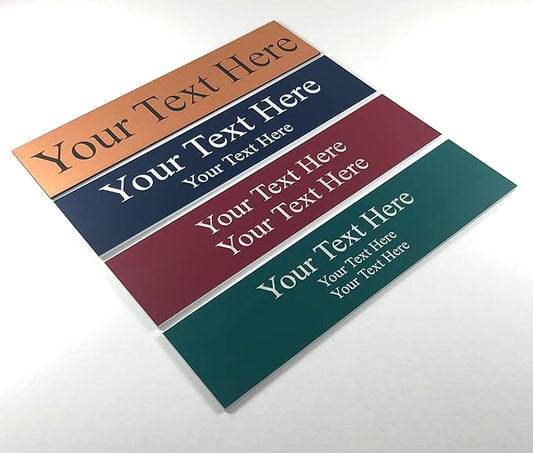 Office Desk Name Plate or Wall/Door Sign - 2x8 or 2x10 - Laser Engraved Sign - CUSTOMIZE. Holder available. Available in 21 colors and 17 fonts. Great gift idea - 4 Tags