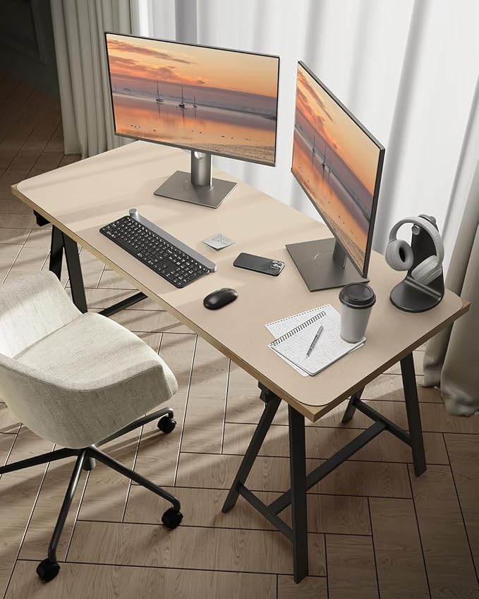 Bloss Extra Large Non-Slip Leather Desk Mat — 47.2×24 in, Beige