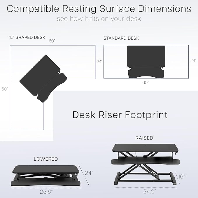 VIVO 26 inch Desk Converter, K Series, Height Adjustable Sit to Stand Riser, Dual Monitor and Laptop Workstation with Keyboard Tray, Rustic Vintage Brown Top, Black Frame, DESK-V026KN