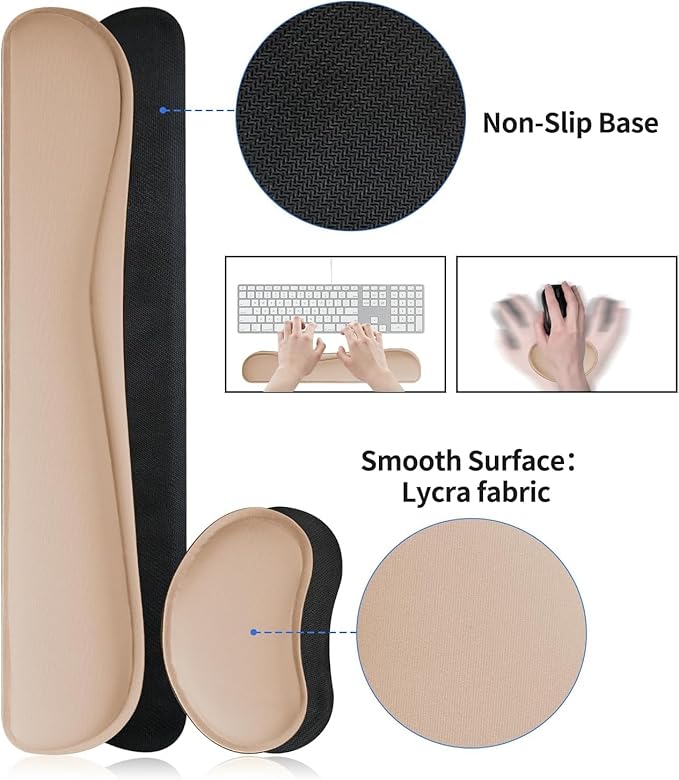 Bloss Leather Desk Pad and Keyboard Wrist Rest (Beige, 35.4×15.7Inches)