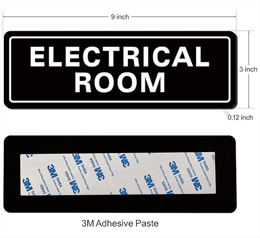 Electrical Room Sign - Premium Durable Acrylic Material, Super Strong Self-adhesive, Quick Installation, Suitable for Your Home and Business (9 × 3 Inches, Black)