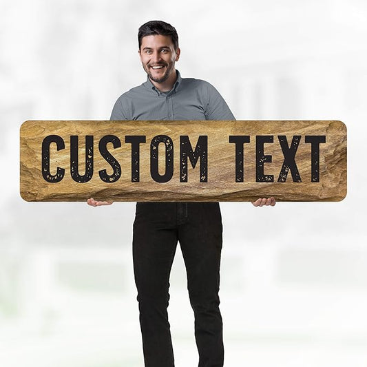 Custom Sign, Custom Street Sign, 11 Font Colors, 13 Font Styles, 4 Hole Options, 22 Sizes, 12x48 Inches, Rust Free DiBound, Fade Resistant, Made in USA by My Sign Center (Stone)