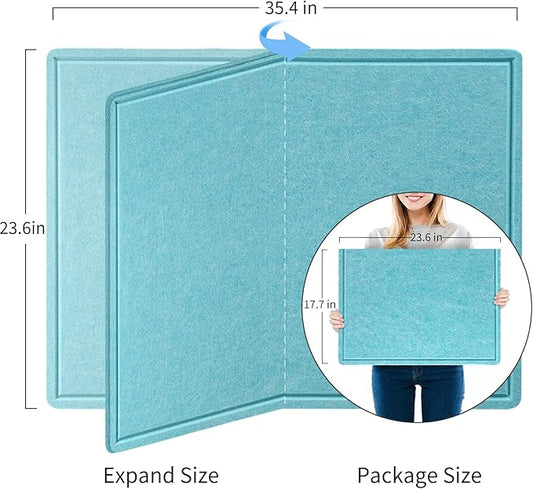 Bulletin Board, 36 x 24 inches Felt Board - Decorative Pin Board, Cork Board Alternative for Wall, 3' x 2' Foldable Picture Board Self-Adhesive Vision Board with 20 Pushpins - Turquoise Blue