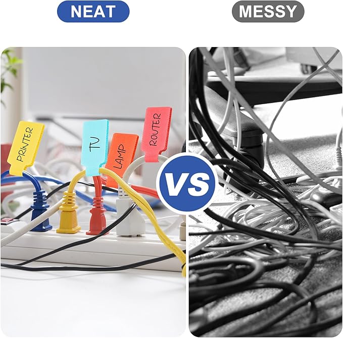 SZ.haitun 40 Pack Cable Labels Tags, Multi-Color Write On Wire, Cord Tags and Charger Labels Waterproof for Cable Management and Identification Electronics (Oval)