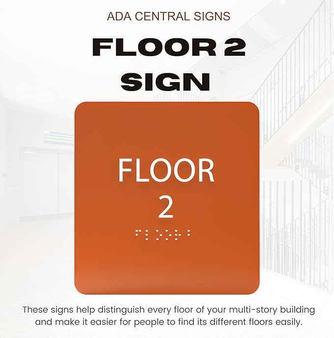 Light Green ADA Floor 2 Sign with Braille – Made from Durable Acrylic and Ready to Mount