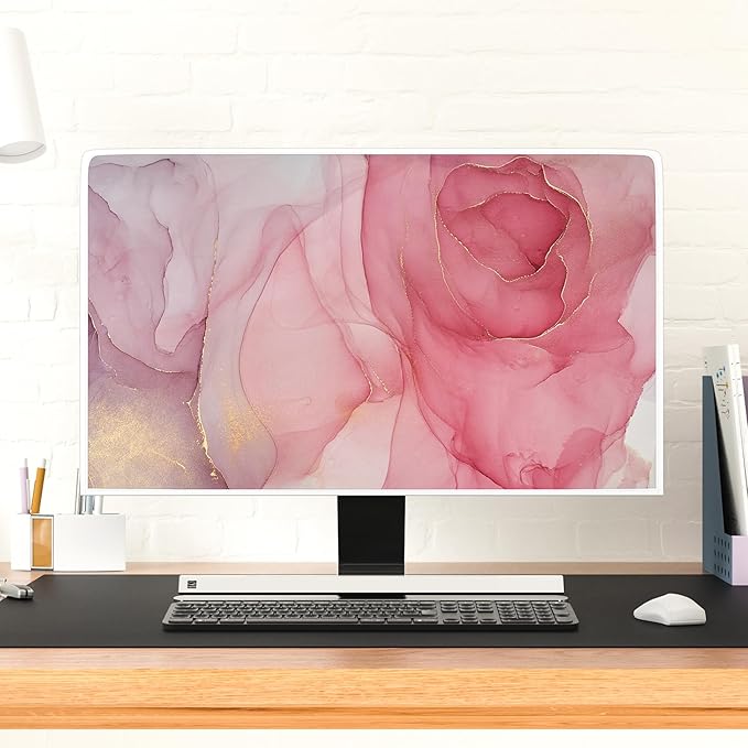 Baocicco Abstract Waterproof Television Cover with Pink Marble Design 75 Inch Full Body Cover for TV Screen Weatherproof Dust-Proof TV Screen Covers Sleeve Compatible with LED OLED Desktop