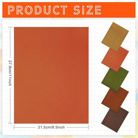 Sinmoe 100 Sheets 5 Shades Cardstock Paper 8.5 x 11 Inches 180gsm Solid Core Printer Paper for Scrapbooking DIY Arts Crafts Making Office Home Supplies (Autumn Color)