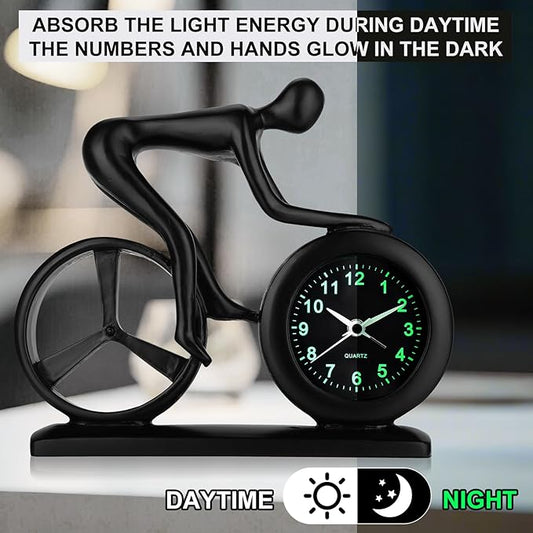 CIGERA Racing Bicycle Desk Alarm Clock Battery Operated, Glow-in-The-Dark Dial, Silent Non-Ticking | Unique Cycling Gift for Cyclists, Students, Teachers | Office, Desk, Shelf Decor