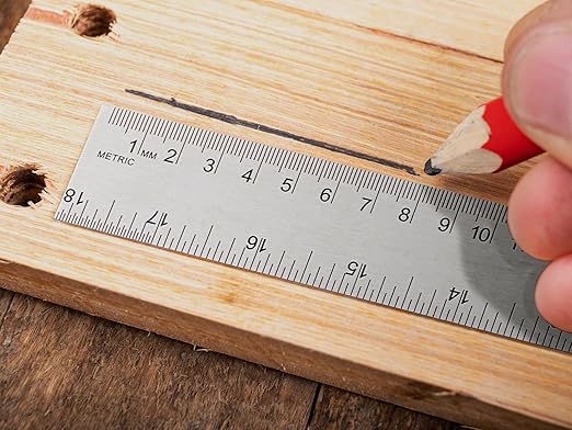 Metal Ruler with Cork Backing, 12+18 Inch Stainless Steel Rulers 12 Inch 18 inch Metal Ruler - Imperial and Metric - Non-Slip Prevent Ink Leakage - for School Office Engineering Tools