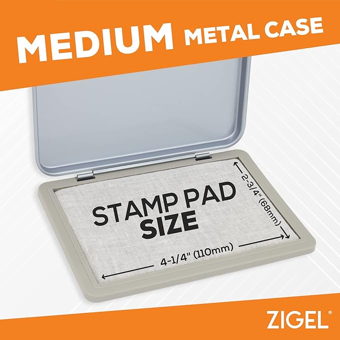 2 Pack Metal Case Stamp Pad Medium Size, Purple Color - Size: 3" x 4" - Choose from 15 Ink Colors