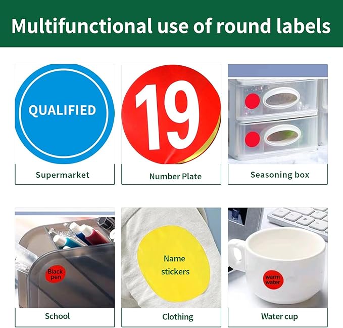 Gemsroyal 3 Inch Green Round Labels Printable,3" Green Color Coding Labels for Laser/Inkjet Printers,Colorful Round Stickers,180 Neon Circle Labels in Total,Letter Size