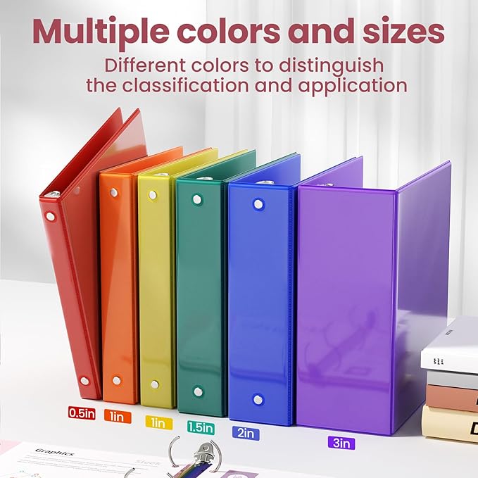 SUNEE 3 Ring Binder 1 Inch 1 Pack, Clear View Binder Three Ring PVC-Free (Fit 8.5x11 Inches) for School or Office Supplies, Yellow