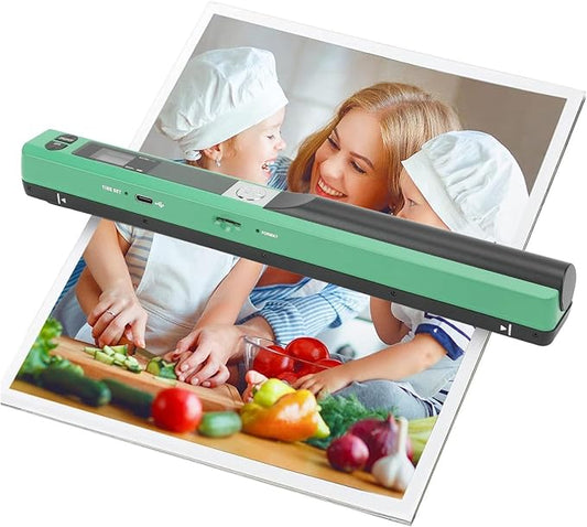 Zunate Portable A4 Handheld Scanner, 900 DPI USB Document, Photo Scanner with Offline Mode, Handheld Image Scanne for Home and Office (Green)