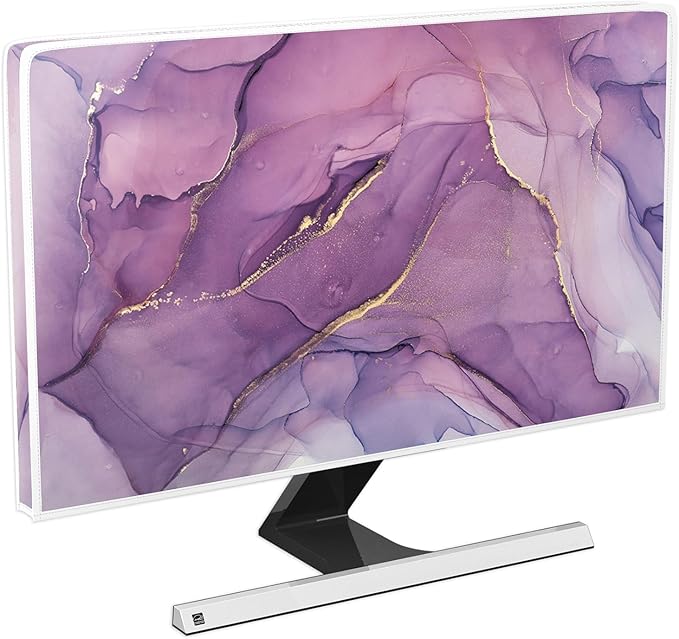 Baocicco Fashion Violet Marble Waterproof TV Dust Cover 40, 41, 42，43 Inch Anti-Static Dustproof Creative Design TV Screen Cover TV Screen Covers Sleeve Compatible with PC Desktop and TV LED LCD OLED