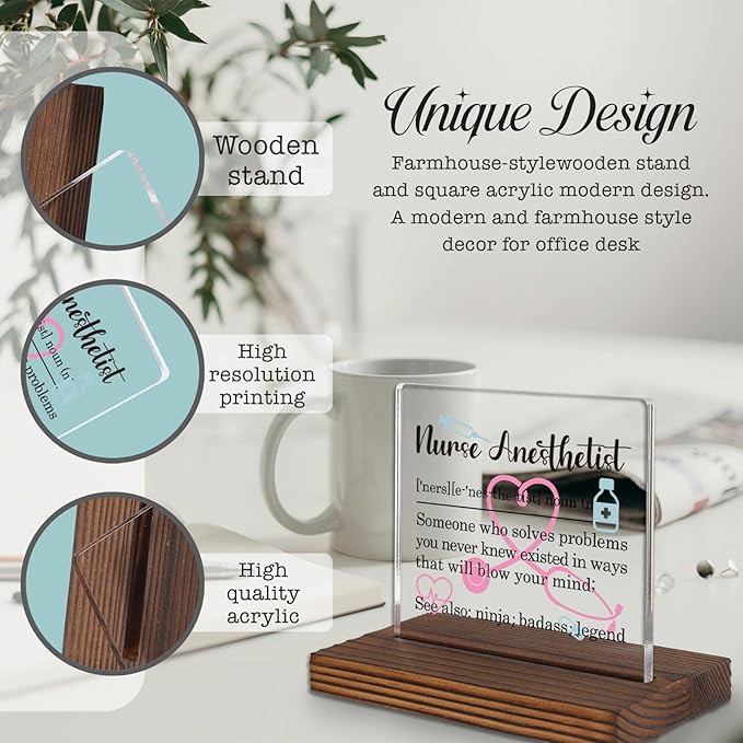 Nurse Anesthetist Gift for CRNA, Funny Desk Decor Plaque for Certified Registered Nurse Anesthetists, Graduation Appreciation Sign for OR Staff PA066