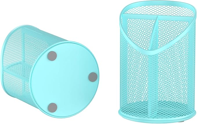 Delifox Mesh Round Pen & Pencil Holder — 2 Pack, Blue