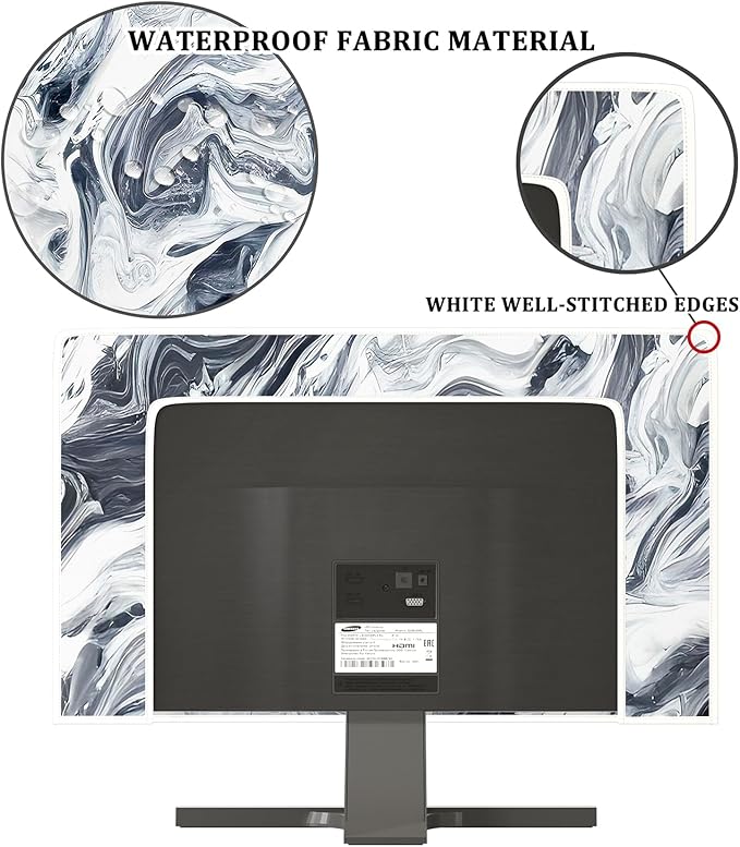 Baocicco Abstract Gray Marble Waterproof 45, 46, 47, 48 Inch Television Cover Anti-Static Dustproof Protective Television Covers for TV Screen Abstract Modern TV Dust Cover for Home LED LCD OLED TVs