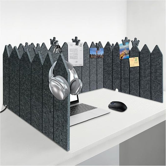 BXI Foldable Felt Desk Divider, 16.5 x 86 Inches Non-Tip Privacy Panel Partition, Versatile Cubicle Shield with Clips for Hanging Notes & Items, Acoustic Table Screen for Office Home Classroom