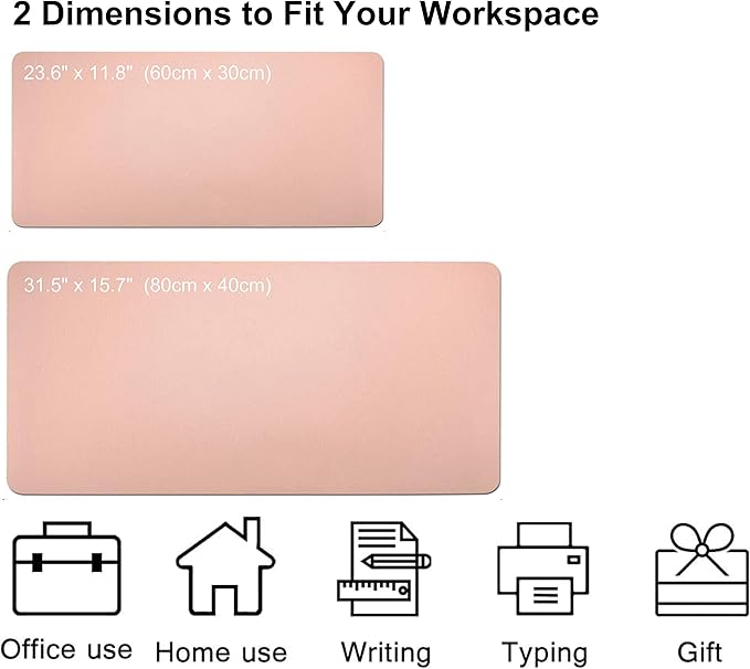 SUJAYU Dual Sided PU Leather Desk Pad, Mouse Pad, Office Desk Mat, Non-Slip Laptop Desk Pad, Waterproof Desk Writing Pad for Office and Home (23.6" x 11.8", Pink+Silver)