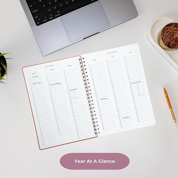 Merely Home | Ultimate Yearly, Daily, Weekly, Monthly Planner | 8.25" x 11.75" | To Do List Notebook for Work | Simple Design | Multiple Layouts | Academic Planner and Organizer Notebook (Evergreen, Yearly Planner - Portrait)