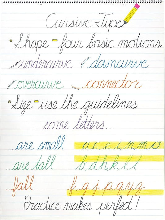 D'Nealian Chart Tablet, 24"X32", Cursive, 25 Sheets