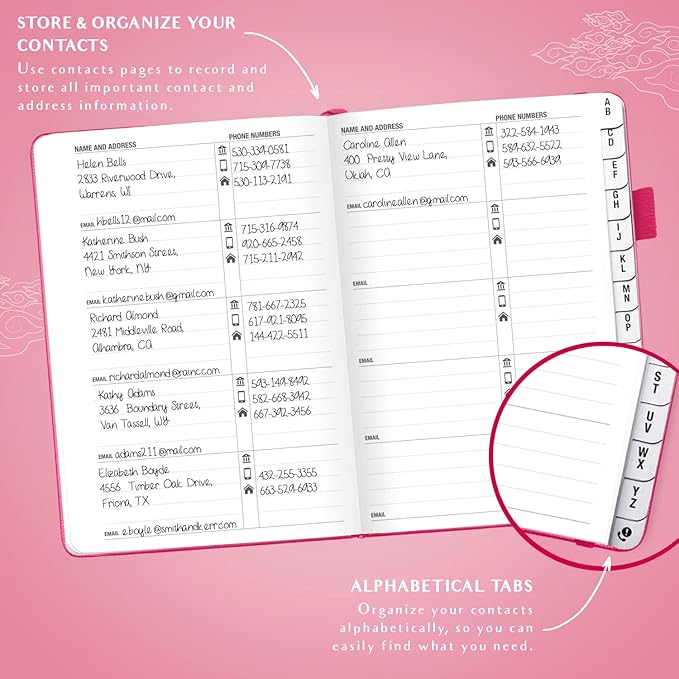 Legend Planner Address Book with Alphabetical Tabs — 645 Contacts
