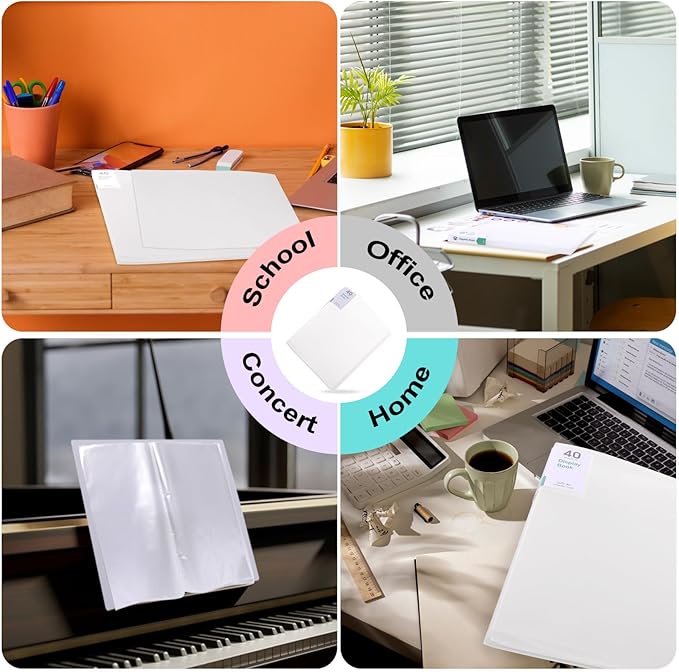Phyxin 60-Pocket Portfolio Binder Organizer, Binder Sheet Protectors 8.5" x 11", Displaying 120 Page Plastic Folders for Documents, Document Organizer for Concert, Artwork, School & Office Use, White
