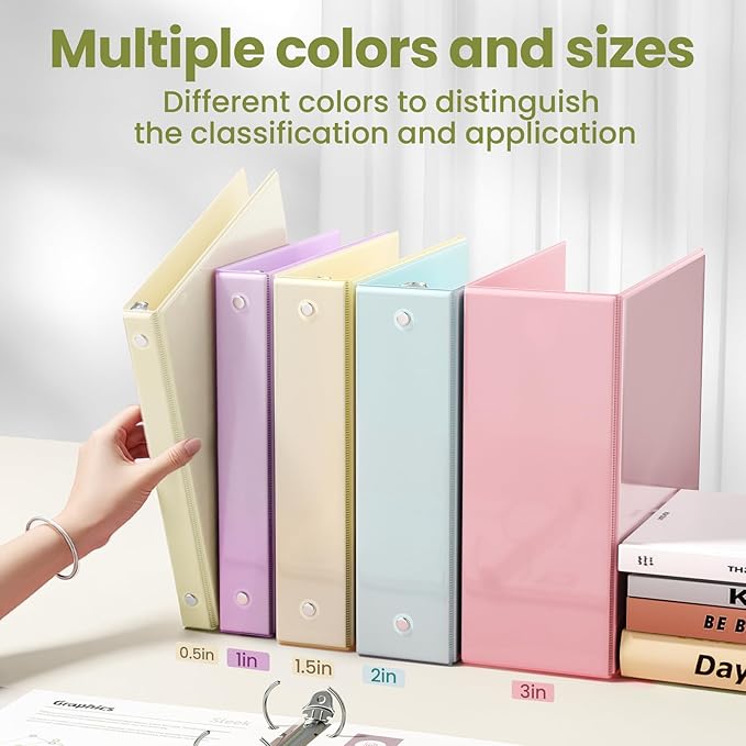 SUNEE 3 Ring Binder 3 Inch 1 Pack, Clear View Binder Three Ring PVC-Free (Fit 8.5x11 Inches) for School or Office Supplies, Light Yellow