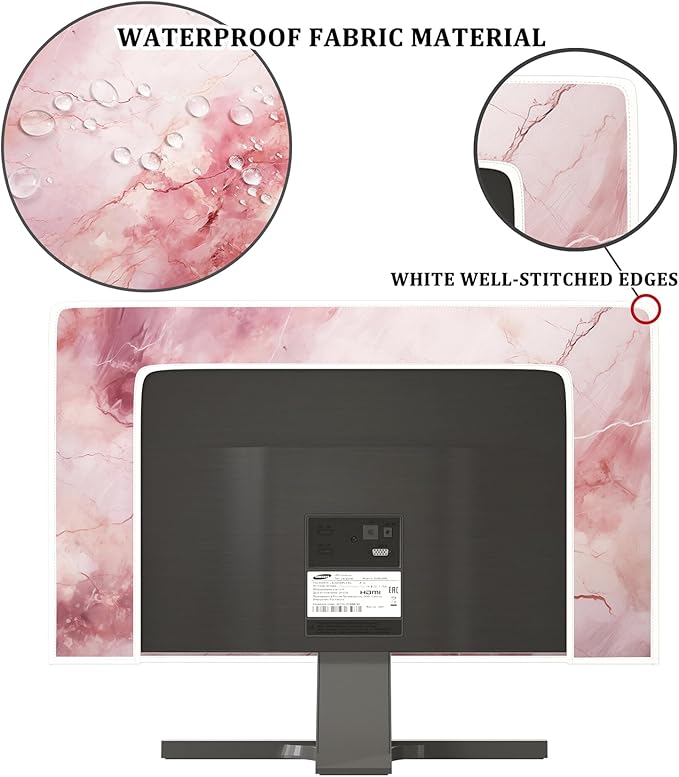 Baocicco Fashion Pink Marble Waterproof Television Cover 80 Inch Full Body Covers for Television Screen Panel Case Computer Sleeve Compatible with PC, Desktop and TV LED LCD OLED