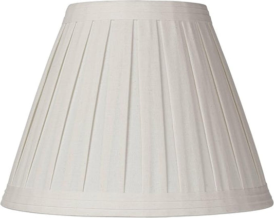 Creme Linen Large Box Pleat Lamp Shade 7" Top x 14" Bottom x 11" High (Spider) Replacement with Harp and Finial - Springcrest