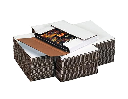 Tape Logic TLM752BF Easy-Fold Mailers, 7 1/2" x 5 1/2" x 2", White (Pack of 50)