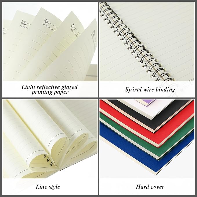 Leelosp 12 Pack Small Spiral Notebook A5 Lined College Ruled Spiral Journal Notebook 5.5 x 8.3 Inch Kraft Cover, 120 Pages for Work Students Office Business(Purple, White, Blue, Green, Red and Black)