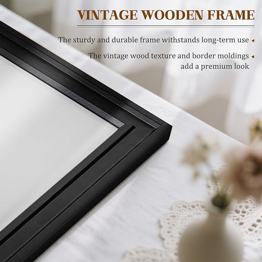 White Board for Wall, 24'' x 18'' Magnetic Dry Erase Board, Decorative Black Vintage Wooden Frame Whiteboard for Home Office School Dorm Kitchen