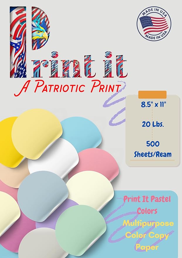 PrintIt Colors Multipurpose Paper, 20 lbs., 8.5" x 11", 500 Sheets/Ream – Premium Colored Copy Paper for Printing, School, and Office Use (Green)