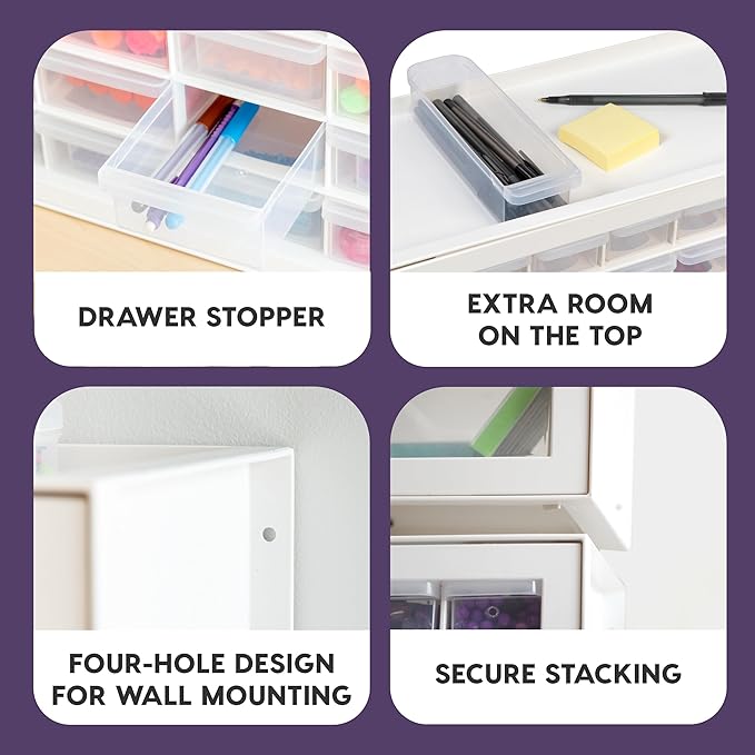 IRIS USA Screw Tool Organizer Small Parts Cabinet Chest, 44-Drawer Hardware Electronics Nuts Bolts Storage Drawers Organization Toolbox Garage Craft Business Teacher Beads Scrapbook Art Hobby - White