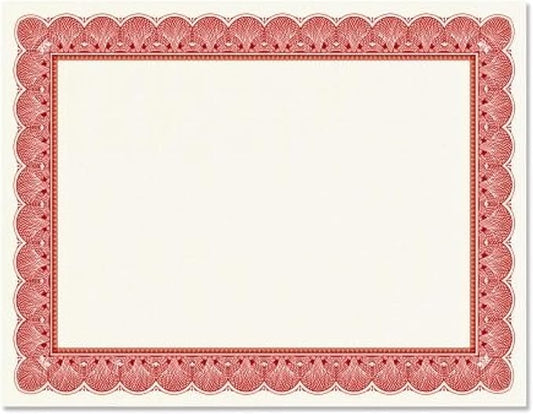 Elite Red & White Parchment Certificate Papers - Pack of 25, Laser & Inkjet Printer Compatible, for Office, Business Awards, Graduation, School Diplomas, 8-1/2" x 11" on 60 lb. Text Stock