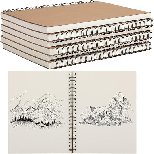 PerKoop 12 Pcs 8.5"x11" Spiral Sketch Pad A4 Large 100 Sheet Blank Notebook Sketch Pads 60lbs (100gsm) Xmas Gifts Sketching Drawing Pad Journals Art Sketchbook for Teachers Students Kids