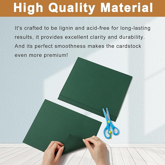 Silunkia 300 Sheets Dark Green Cardstock 8.5 x 11 Certificate Paper, 200gsm/75lb Christmas Green Card Stock for DIY Cards Making, Greeting Cards, Paper Crafting, Invitations, Festival Blessings