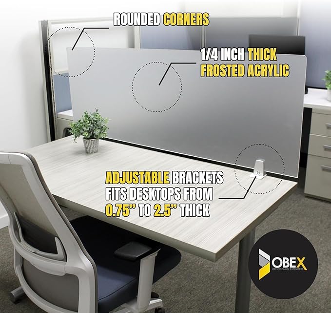 OBEX Clear Acrylic Desk Mounted Privacy Panel