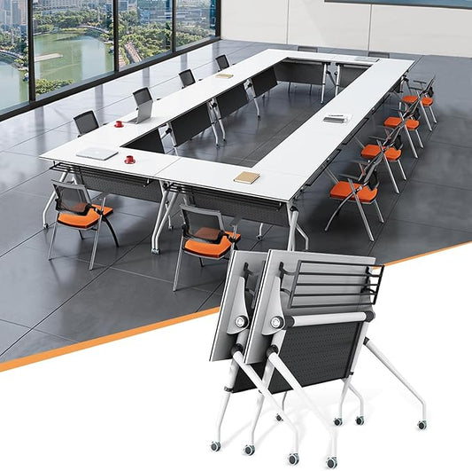 Conference Table,55.1''Folding Conference Room Table for 4-12 People,Mobile Flip Top MeetingTraining Table with Different Coulor and Styles for Offices, Classrooms,Meeting Room (2, 47.2''C)