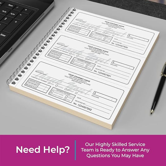 Custom 8.5" x 7" (3 Per Page) Carbonless NCR Books in 3-Part Triplicate Invoices, Receipts, Work Orders, Sales Orders, Purchase Orders, Estimates, Quote Forms with Your Company/Business Name (96 Sets)
