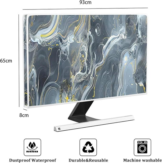 Baocicco Gray Gold Marble Waterproof 37, 38, 39 Inch TV Dust Cover Anti-Static Dustproof Protective Aesthetic Texture Screen TV Covers Full Body Cover for Television Screen Desktop PC LED LCD OLED