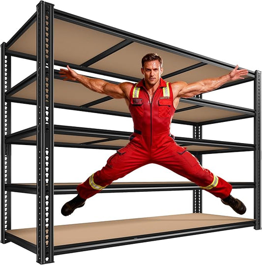 ROOMFAVE 60" W Garage Shelving 72" H Metal Shelving 3500LBS Storage Shelves Heavy Duty 5 Tier Adjustable Shelving Unit for Storage Rack Pantry Shelf Commercial,60" W x 24" D x 72" H