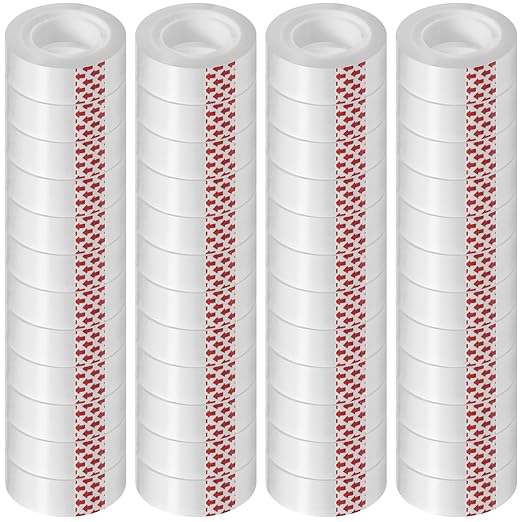 Turxayox 48 Rolls Transparent Tape Refills, Clear Tape, 3/4 x 800 Inches, Glossy Gift Wrapping Tapes for Dispenser, Office, School, Home