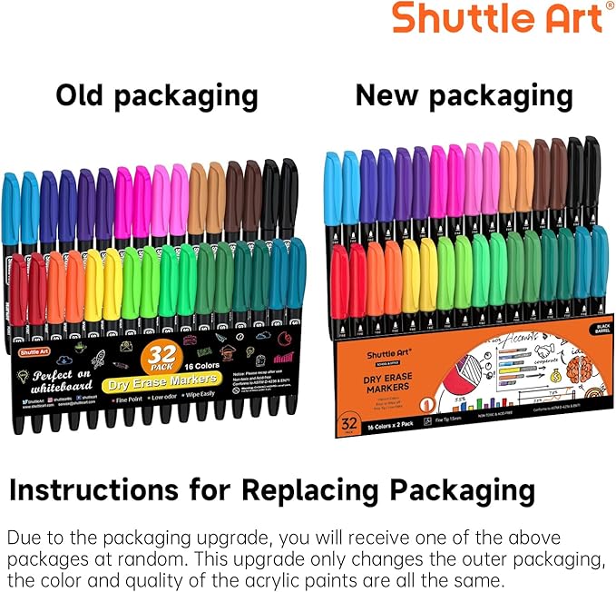 Shuttle Art Dry Erase Markers (32 Pack)