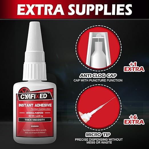 Thick Super Glue Clear Heavy Duty Ca Glue Repair Wood Furniture Plastic Crafts Shoe Sole, Instant All Purpose Cyanoacrylate Adhesive for Woodworking Ceramic Leather Metal Glass Pottery Aquarium