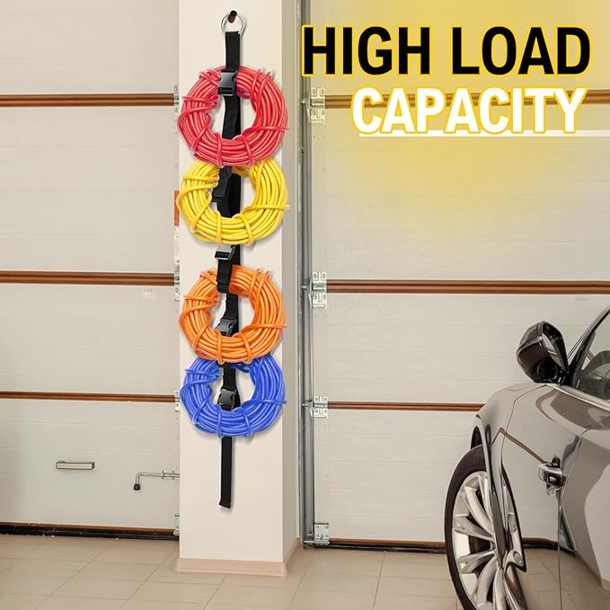 Wowangce 2 Pcs Extension Cord Organizers and Storage Garage Extension Cord Holder with 5 Slots Organizer Black Cord Organizer Straps for Vertical Space Cable Hose Rope String Lights