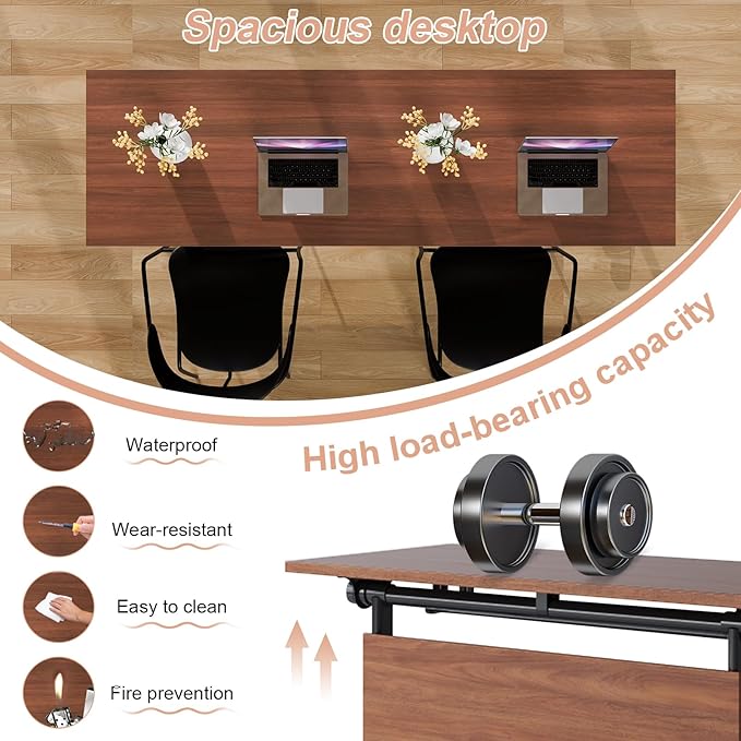 Conference Table Flip Top Mobile Conference Room Tables,Folding Conference Table with Wheels,Large Meeting Training Seminar Table Saving Space for Office Classroom(4D,55.1'')