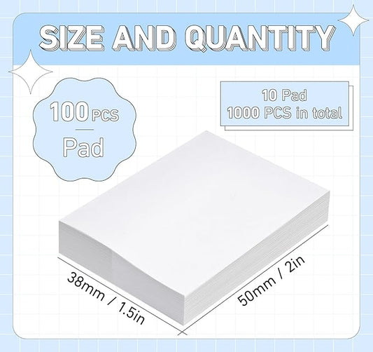 White Sticky Notes 1.5 x 2 in,10 Pads Small Self-Stick Notes,100 Sheets/Pad Super Sticky Note Pads, 1000 Sheets in Total Memo Pads,Mini Self-Adhesive Notes for Office,School,Home Meeting Supplies